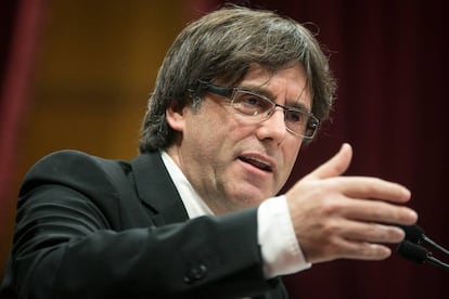 Carles Puigdemont dimecres al Parlament.