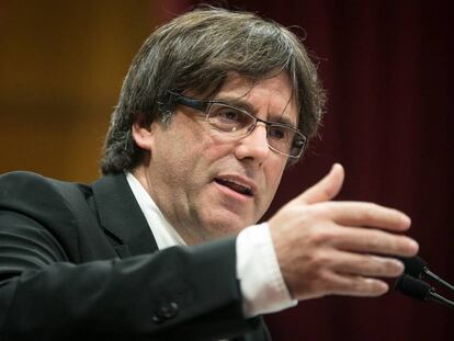 Carles Puigdemont dimecres al Parlament. 