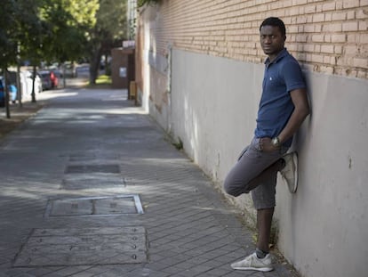 Cheik Ndiaye, activista antiracismo, ayer en Madrid 