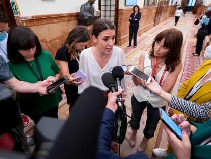 La ministra de Igualdad, Irene Montero, este miércoles en el Congreso.