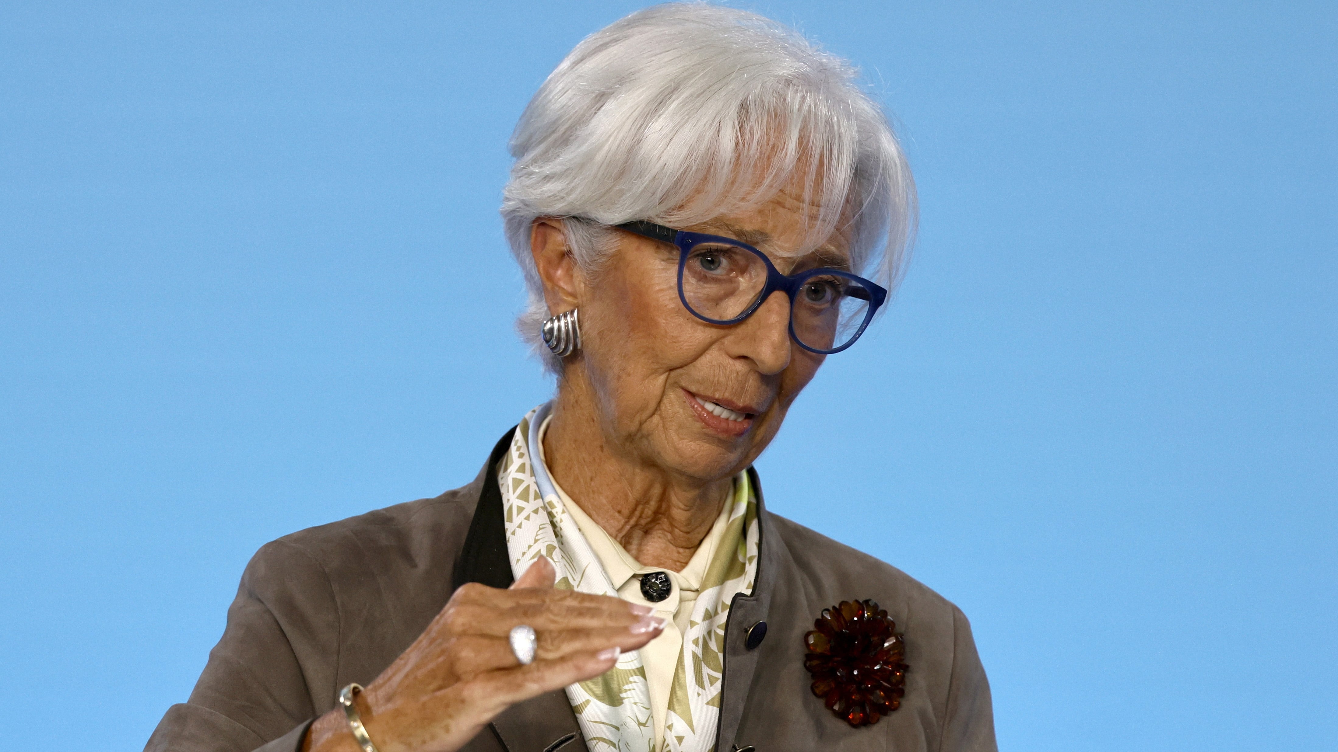 La presidenta del BCE, Christine Lagarde, interviene durante la rueda de prensa de la reunión de septiembre, en Fráncfort.
