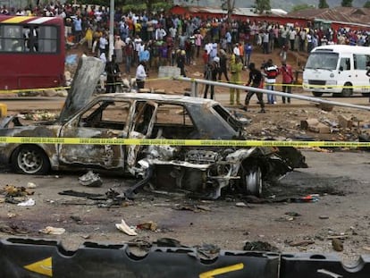 O suposto carro bomba do atentado em Nyanya.