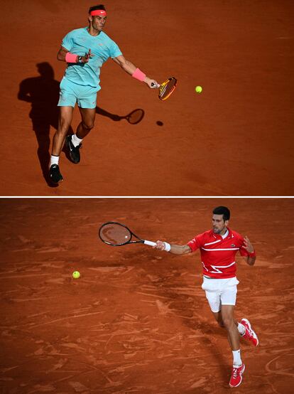 Nadal y Djokovic, en uno de sus partidos en París.