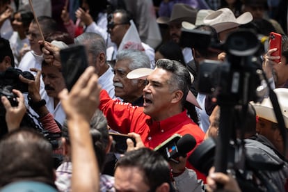 Alejandro Moreno, durante un mitin el 29 de agosto.