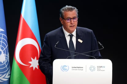 El primer ministro de Marruecos, Aziz Ajanuch, en la COP29 en Bakú, el 13 de noviembre de 2024.
