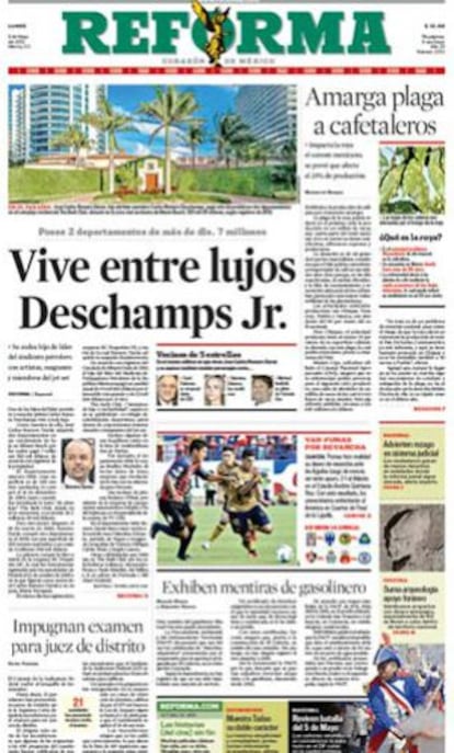 Primera plana del diario 'Reforma' de este lunes (pinche para ampliar).