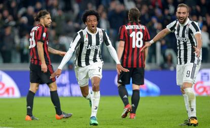 Cuadrado celebra su gol ante el Milan. 