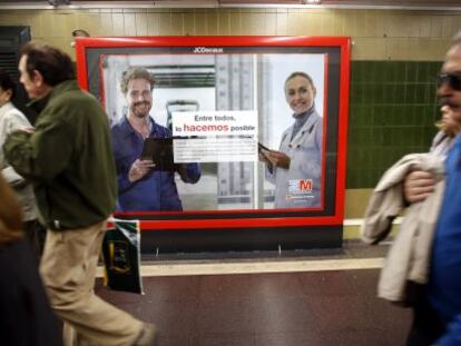 Campaña de responsabilidad tributaria de la Comunidad de Madrid en el metro.