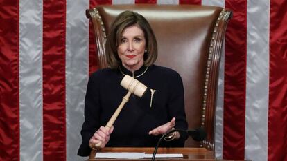 La presidenta de la Cámara de Representantes, Nancy Pelosi, este miércoles. 