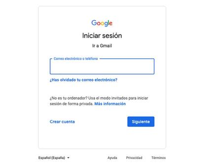 Login en nuestra cuenta de Google.