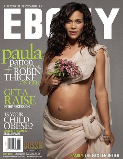 La actriz Paula Patton dio a luz a su primer hijo en abril de 2010, y justo al mes siguiente, era portada de la portada de la revista 'Ebony'.