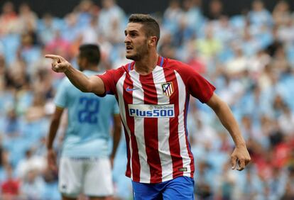 Koke celebra su gol.