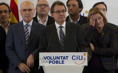 Artur Mas, con semblante serio, en la comparecencia tras conocer el resultado electoral