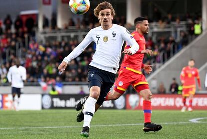 Griezmann, durante el Francia-Andorra, en junio.