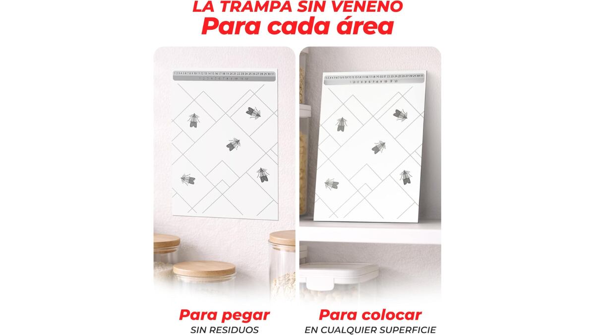 Estas trampas para polillas se pueden pegar en casi cualquier superficie.