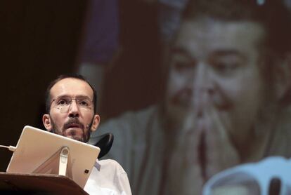 El secretario de Organización, Pablo Echenique, durante un acto del partido.