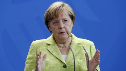 La canciller alemana, Angela Merkel, este jueves en Berlín.