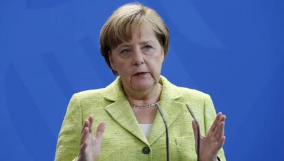 La canciller alemana, Angela Merkel, este jueves en Berl&iacute;n.