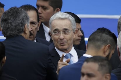 Álvaro Uribe, expresidente de Colombia, en la toma de posesión de Iván Duque.