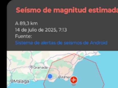 Así es el mensaje de alerta por terremoto de Almería que solo han recibido los móviles Android