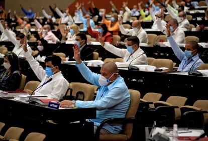 Vista general de la sesión inaugural del Congreso del Partido Comunista de Cuba en el Palacio de Convenciones de La Habana, el 16 de abril de 2021.