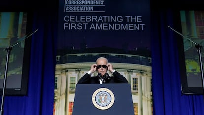 El presidente de los EE UU, Joe Biden, durante la cena de corresponsales en Washington.