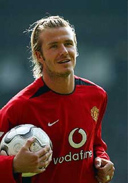 Beckham, durante un encuentro del Manchester contra el Liverpool, el pasado 5 de abril.