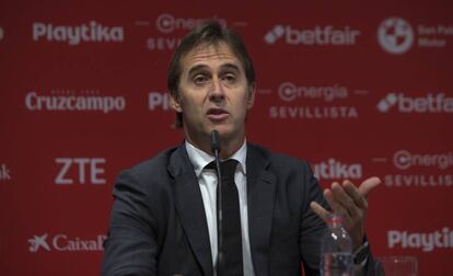 Julen Lopetegui, en la presentación como nuevo entrenador del Sevilla. 