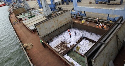 El barco interceptado en Panam&aacute;.