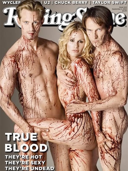 A Anna Paquin la vimos empapada de sangre para promocionar la serie de vampiros True Blood.