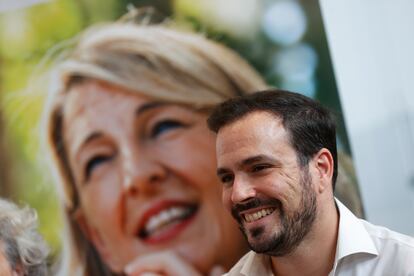 El coordinador federal de Izquierda Unida, Alberto Garzón, durante un acto de campaña en Madrid.