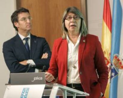 La conselleira de Mar y Medio Rural de la Xunta de Galicia, Rosa Quintana, y el presidente de la Xunta de Galicia, Alberto Núñez Feijóo (i). EFE/Archivo
