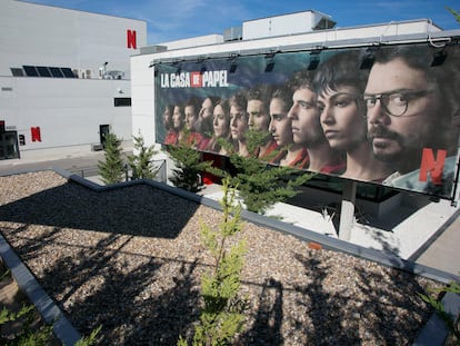 Anuncio de la serie 'La casa de papel' en los estudios de Netflix en Tres Cantos, Madrid.