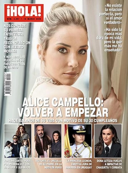 La portada de la revista '¡HOLA!' de Alice Campello del 12 de marzo de 2025.