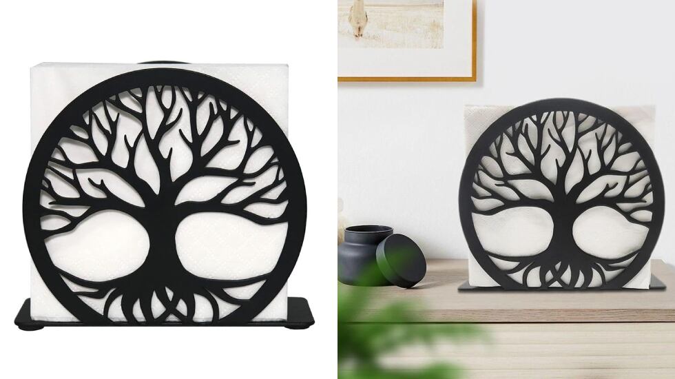 Servilletero de hierro fundido de estilo decorativo.