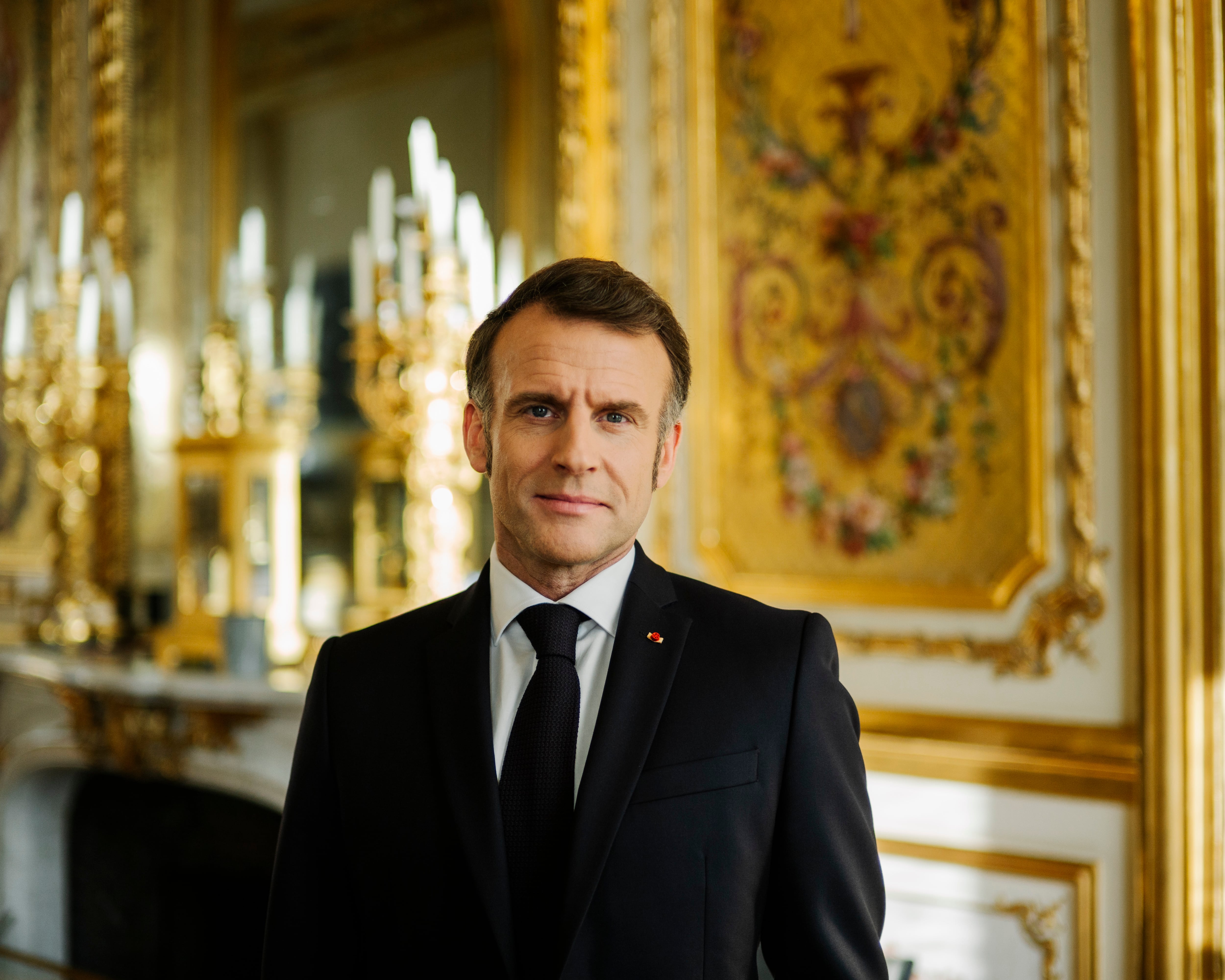 El presidente Macron, este lunes en el Eliseo. 