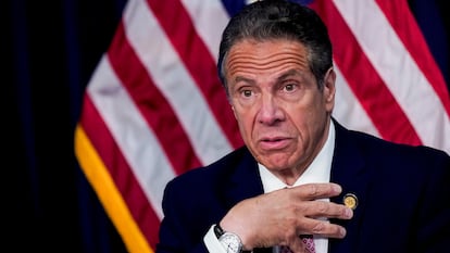 El gobernador de Nueva York, Andrew Cuomo, habla durante una rueda de prensa, en Nueva York (Estados Unidos), el pasado 10 de mayo.