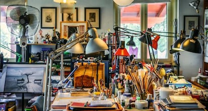 El estudio en el que trabaja el artista.