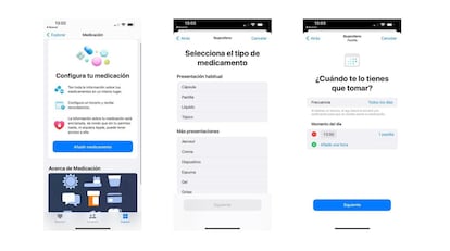 La nueva función “medicación” de la app Salud.