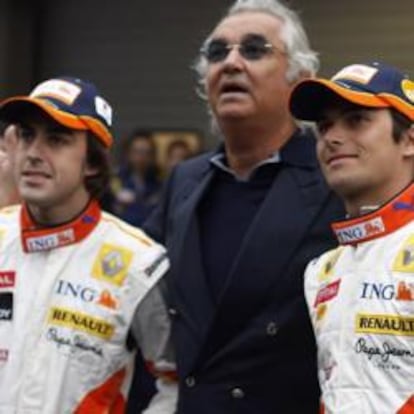 Fernando Alonso, Flavio Briatore y Nelson Piquet Jr.