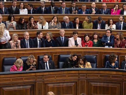 Bancada de ministros durante la jura de la Constitución de la Princesa de Asturias, el 31 de octubre en el Congreso.
