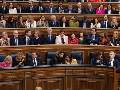 Bancada de ministros durante la jura de la Constitución de la Princesa de Asturias, el 31 de octubre en el Congreso.