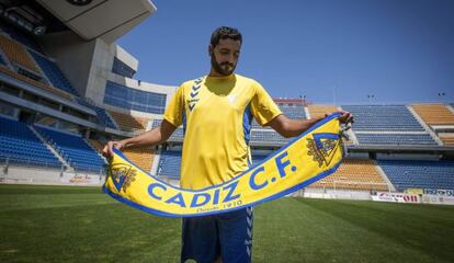 Dani Güiza, en su presentación con el Cádiz.
