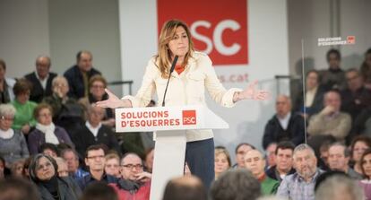 La pesidenta de la Junta, Susana Díaz, durante el mitin del PSC.