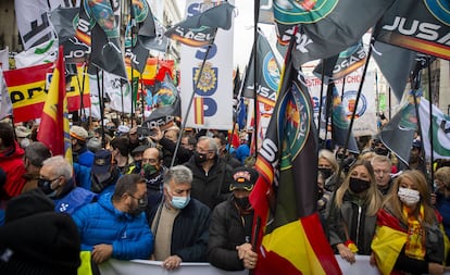 Manifestación de policías en Madrid, este sábado.