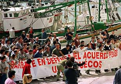 Manifestación de pescadores en Barbate tras la ruptura del acuerdo con Marruecos en pasado mes de abril.