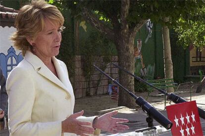 Esperanza Aguirre, durante el acto en el que ha anunciado su intención de optar a la presidencia del PP madrileño.