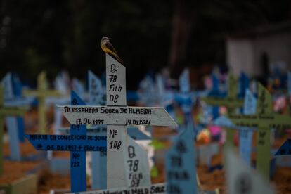 Tumbas de pessoas mortas por covid-19 no cemitério de Nossa Senhora Aparecida, em Manaus (AM), no dia 1 de março.