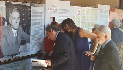 Torra y Borràs en la presentación de la exposición de Pompeu Fabra.