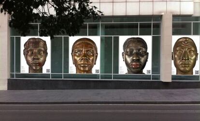 Las caras fotográficas interactivas, tal como está previsto que queden en la nueva área del Macba.